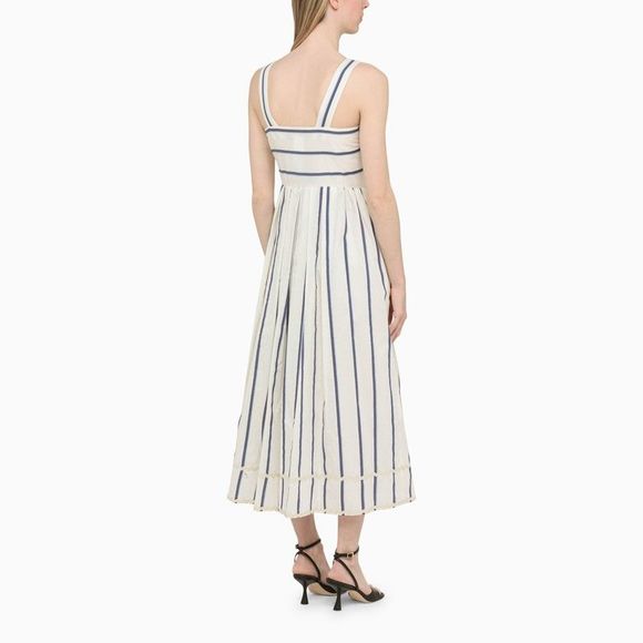Weekend Max Mara Long White/Blue Striped Dress - Picture 3 of 4